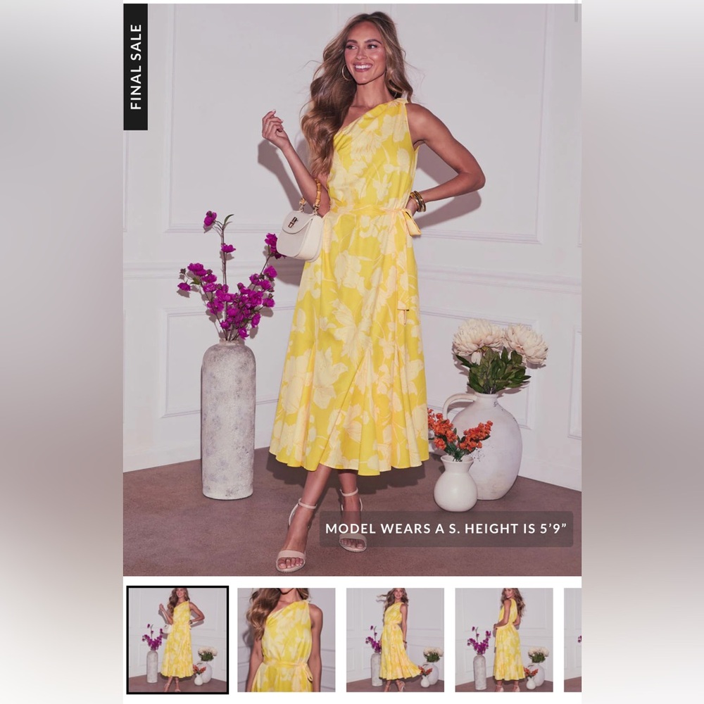 Yellow Floral Midi Dress
